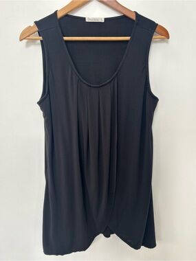 Black Nursing Tank Top Size Large Soft Rayon Draped Front Stretch